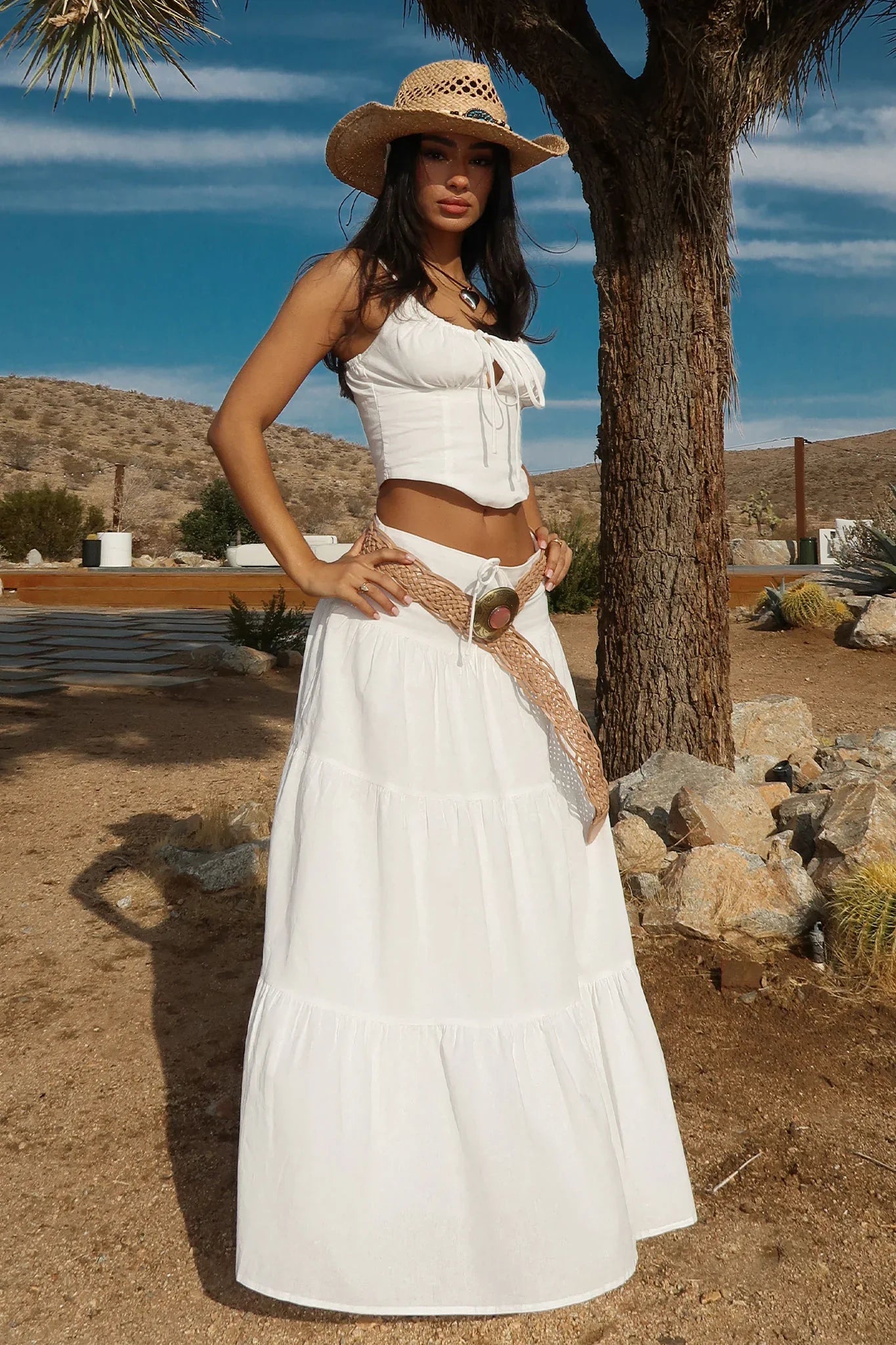 Barbados Linen Maxi Skirt - White