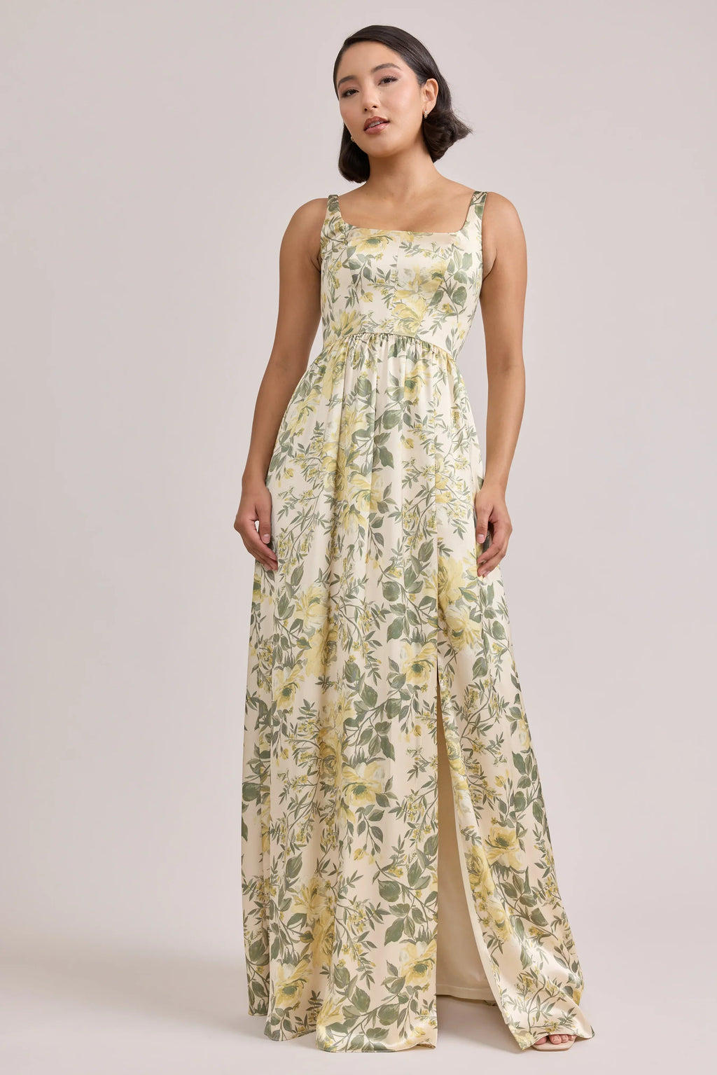 Satin Floral Print Dress | Made To Order