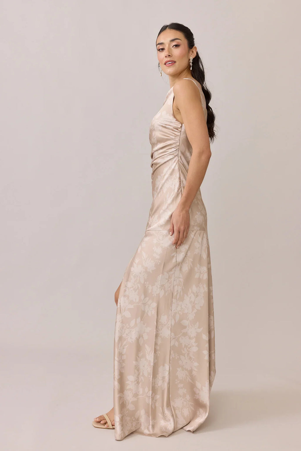 Satin Floral Print Dress | Made To Order