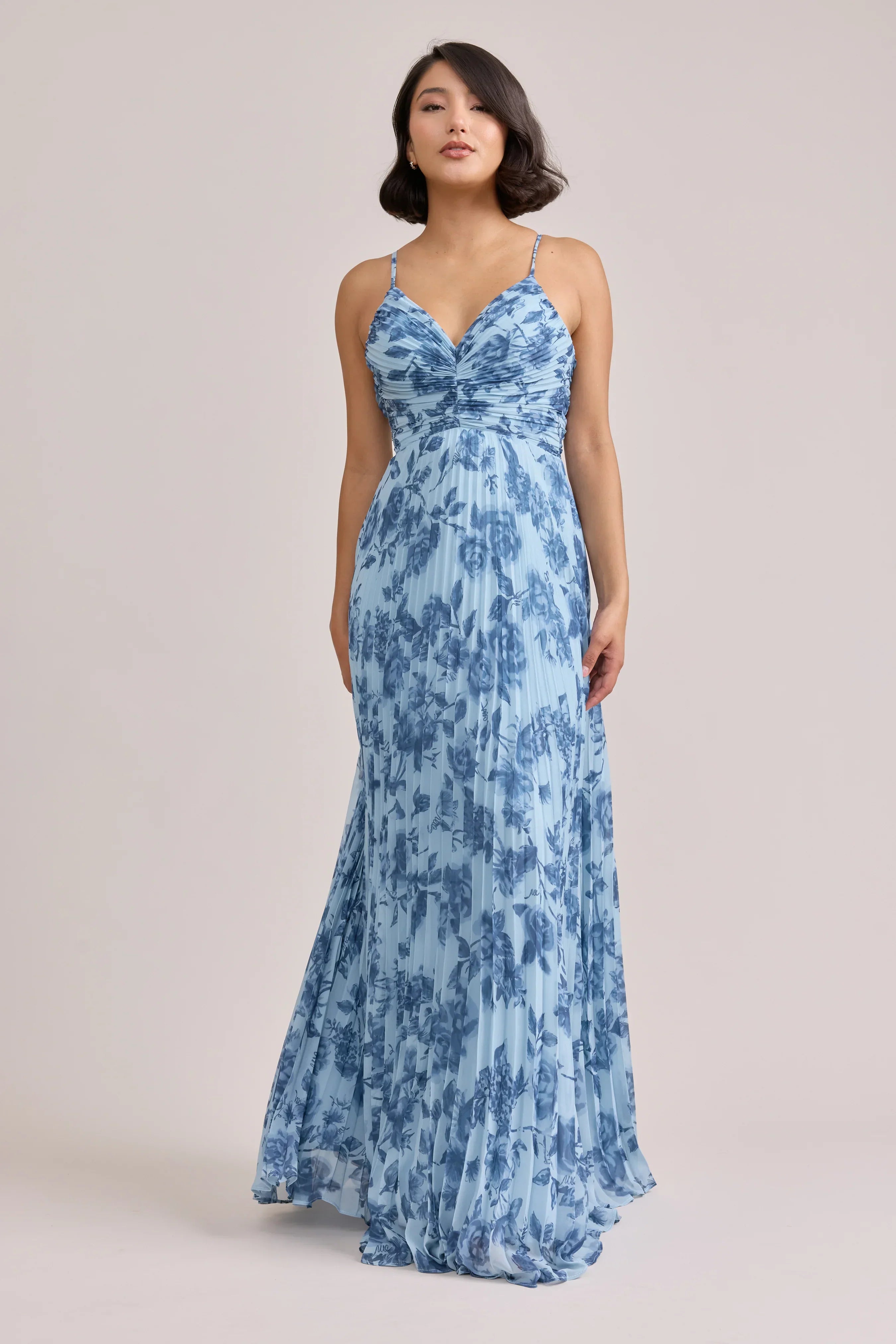Chiffon Pleated Floral Print Dress | Made To Order
