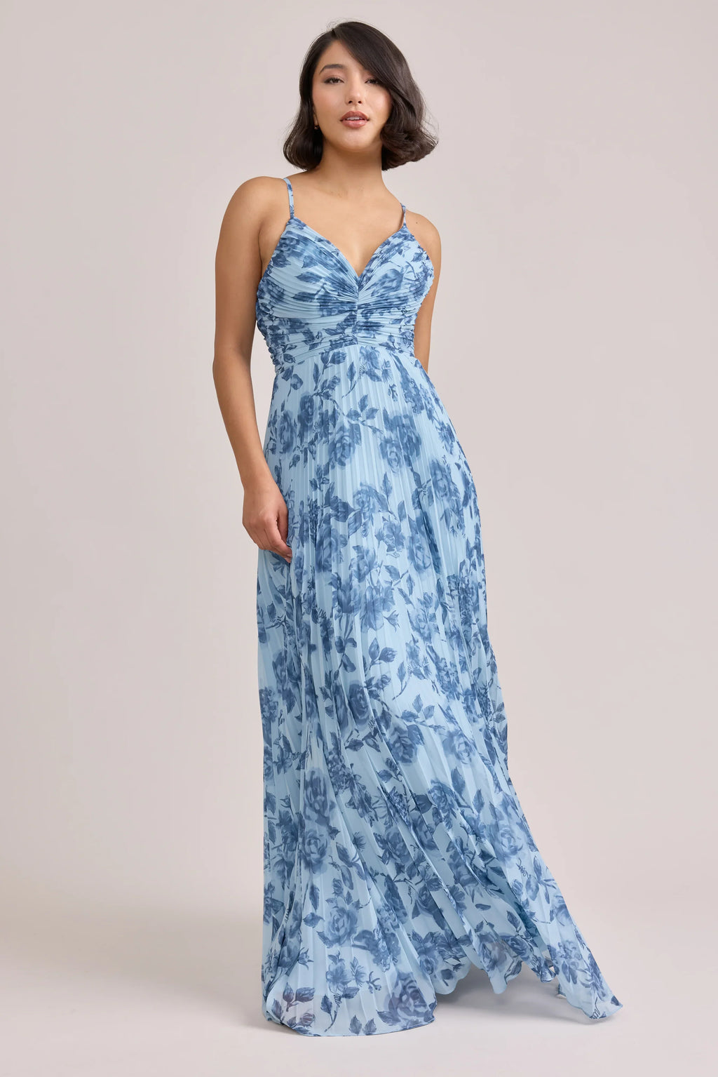 Chiffon Pleated Floral Print Dress | Made To Order