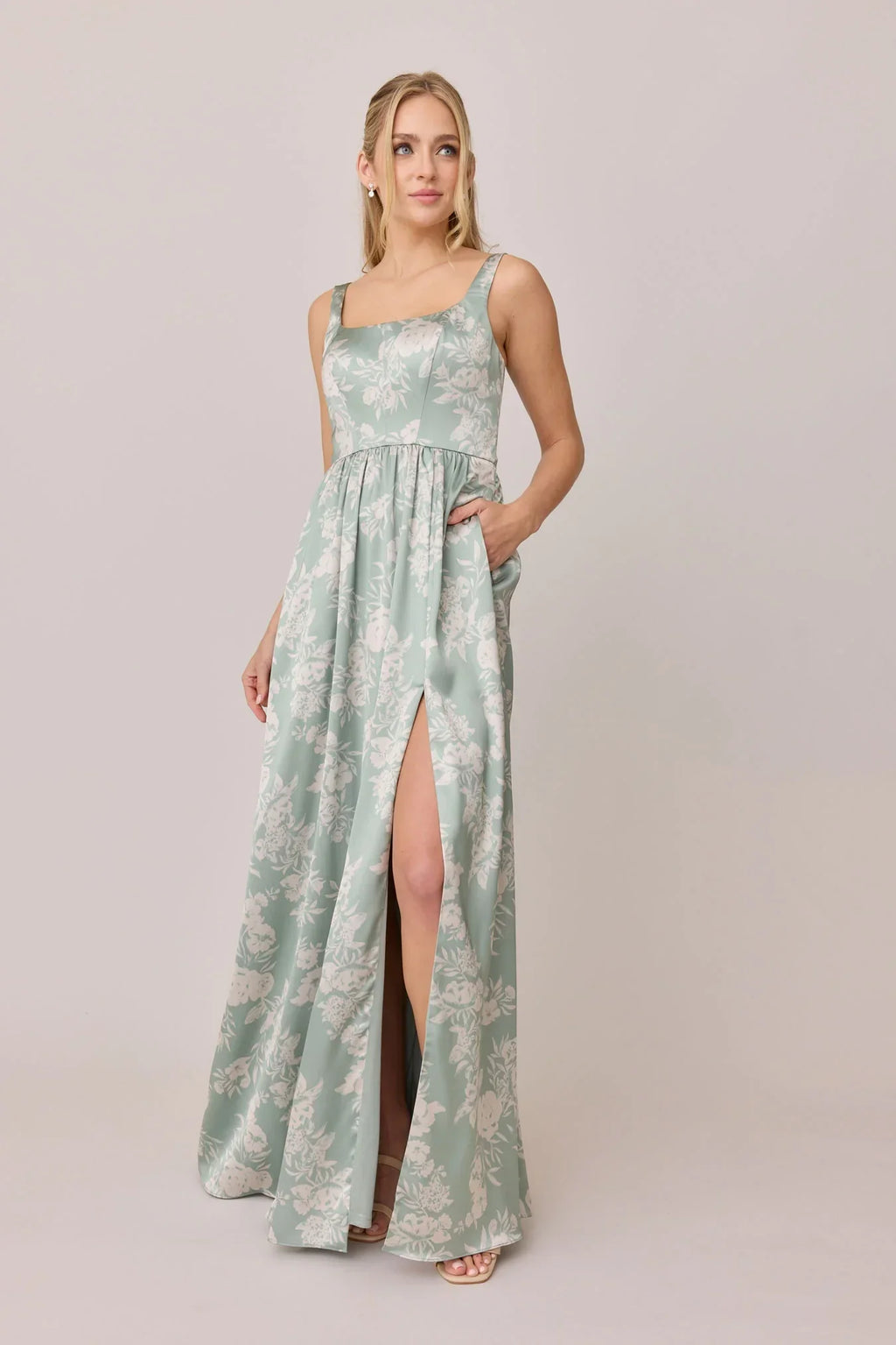 Satin Floral Print Dress | Made To Order