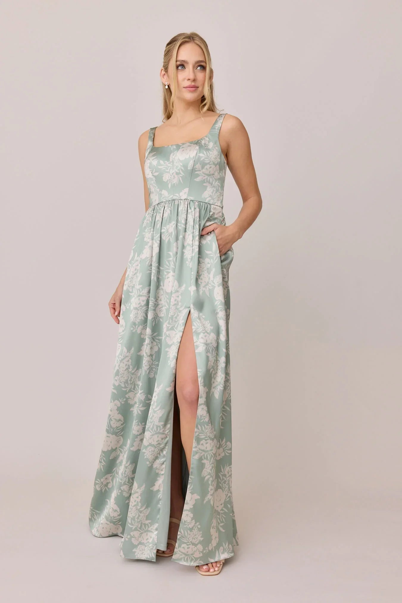 Satin Floral Print Dress | Made To Order