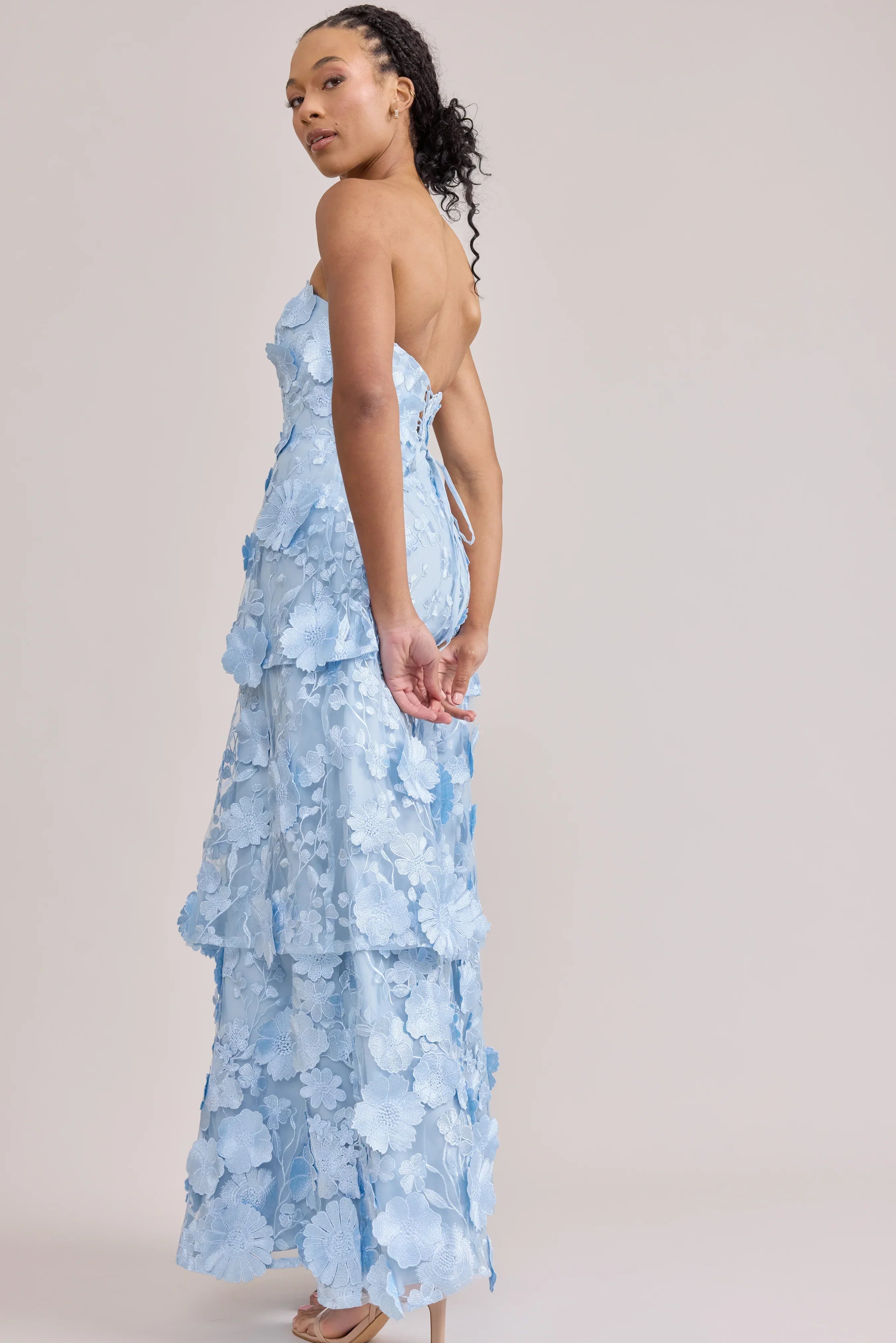 Flora Appliqué Dress Sky Blue | Ready To Ship