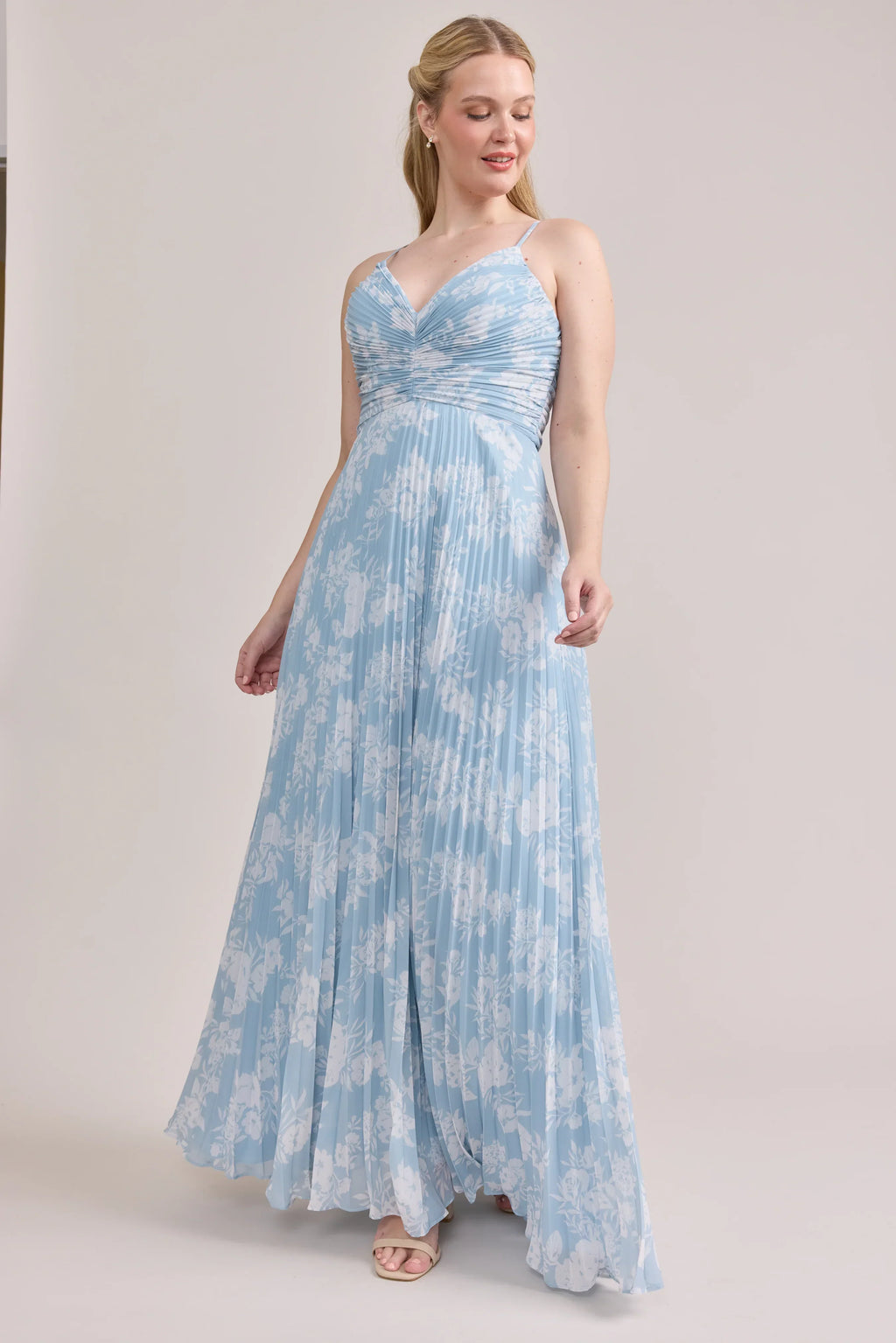 Chiffon Pleated Floral Print Dress | Made To Order