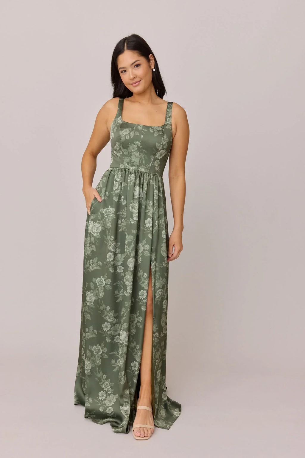 Satin Floral Print Dress | Made To Order