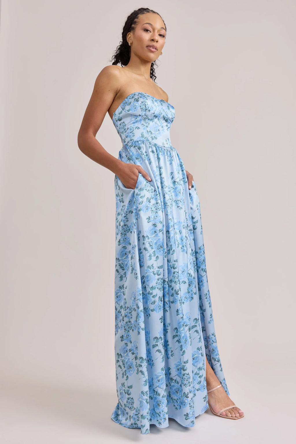 Sydney Satin Floral Print Dress | Made To Order