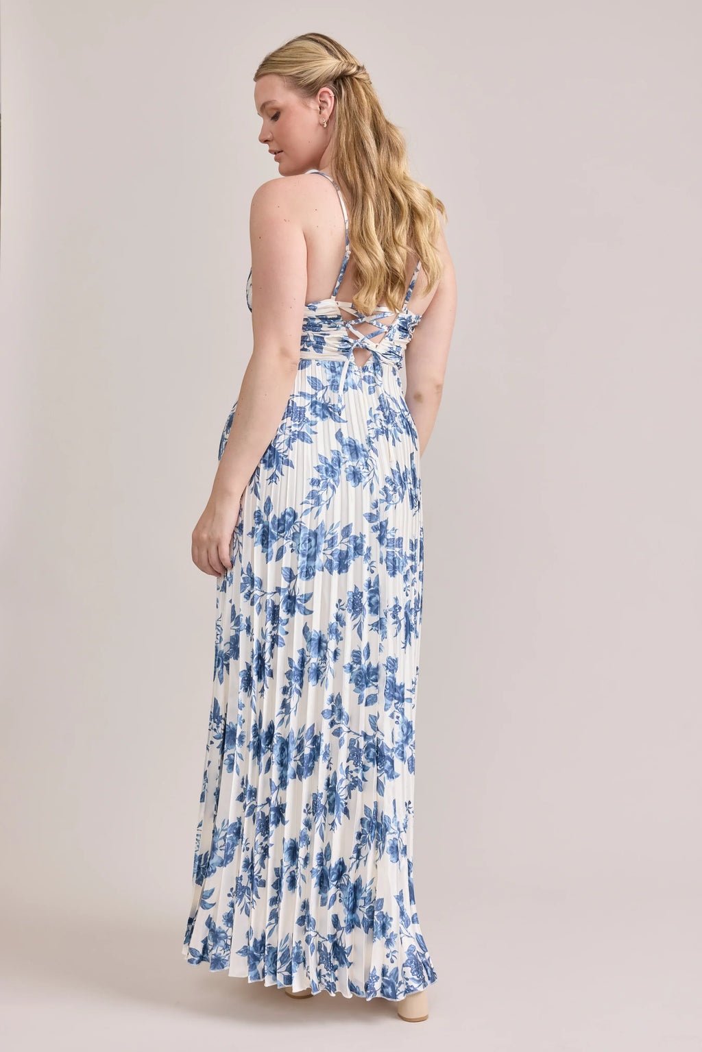 Satin Pleated Floral Print Dress | Made To Order