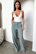 Alaric High Rise Pants - Grey Pinstripe