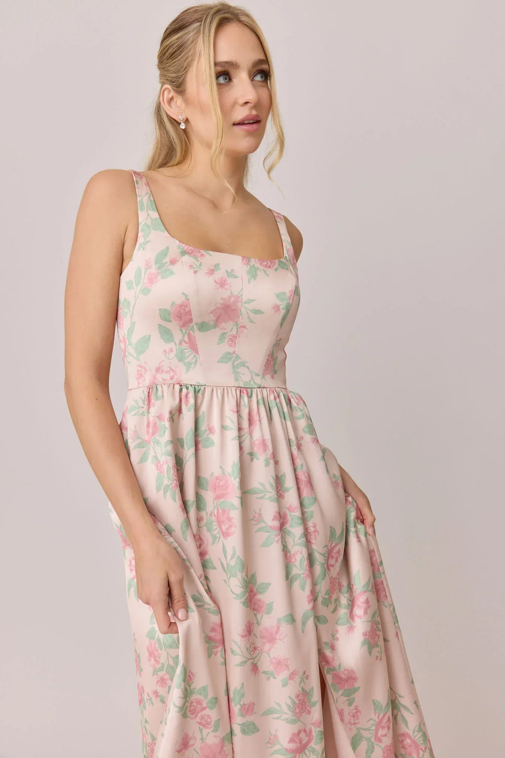 Satin Floral Print Dress | Made To Order