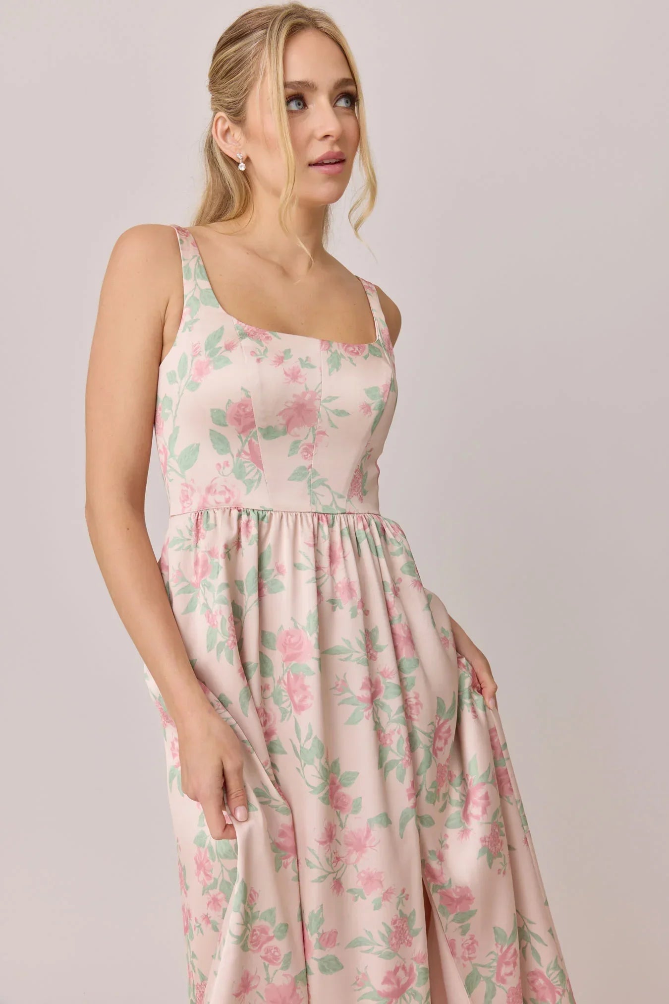 Satin Floral Print Dress | Made To Order