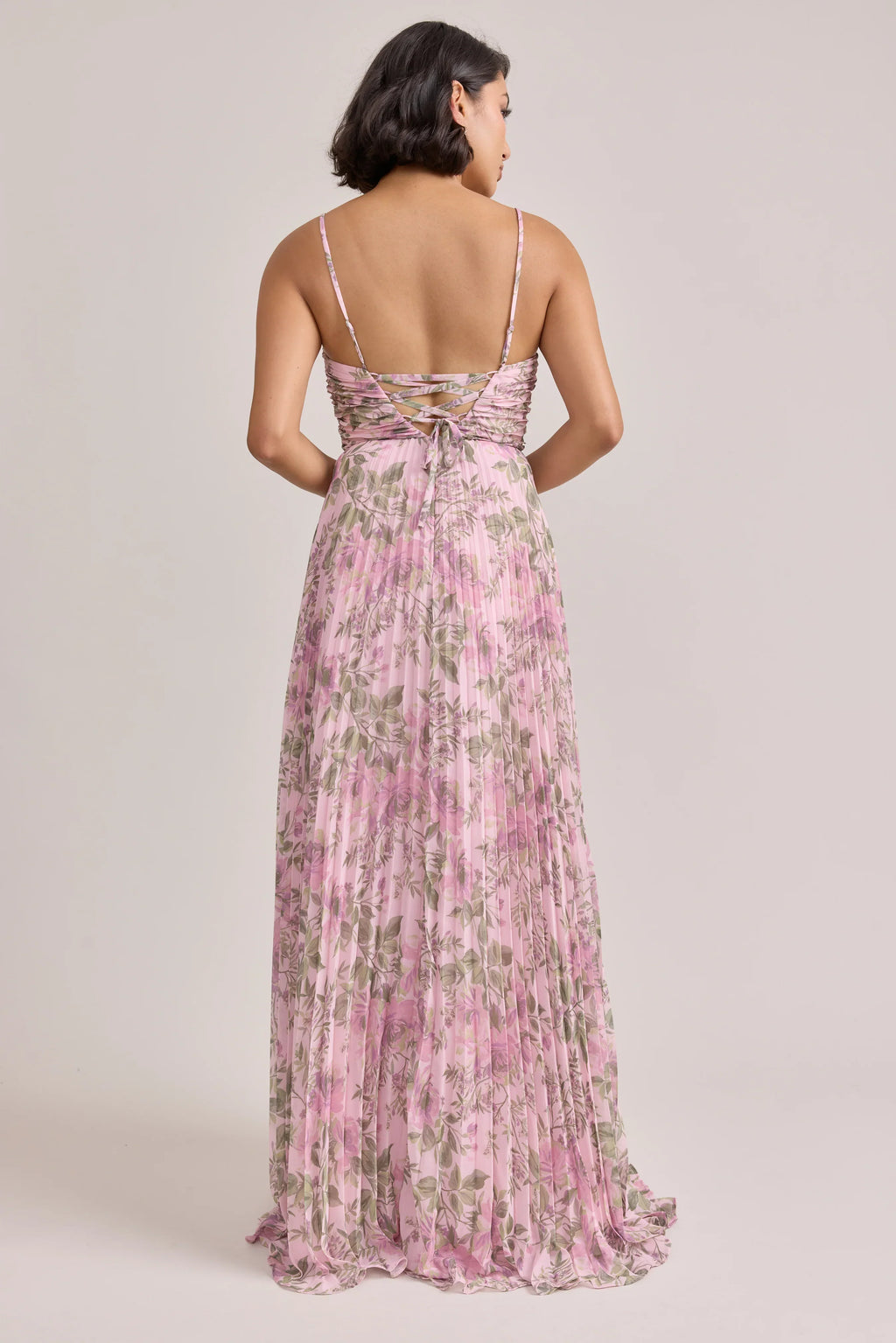 Chiffon Pleated Floral Print Dress | Made To Order