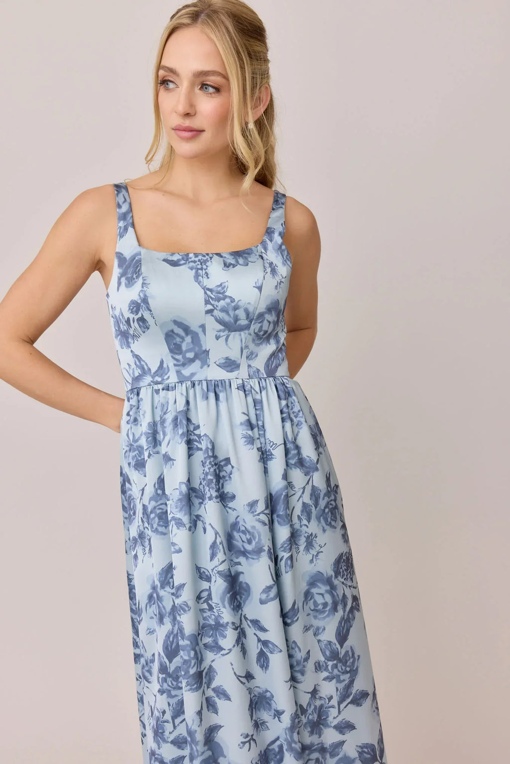 Satin Floral Print Dress | Made To Order