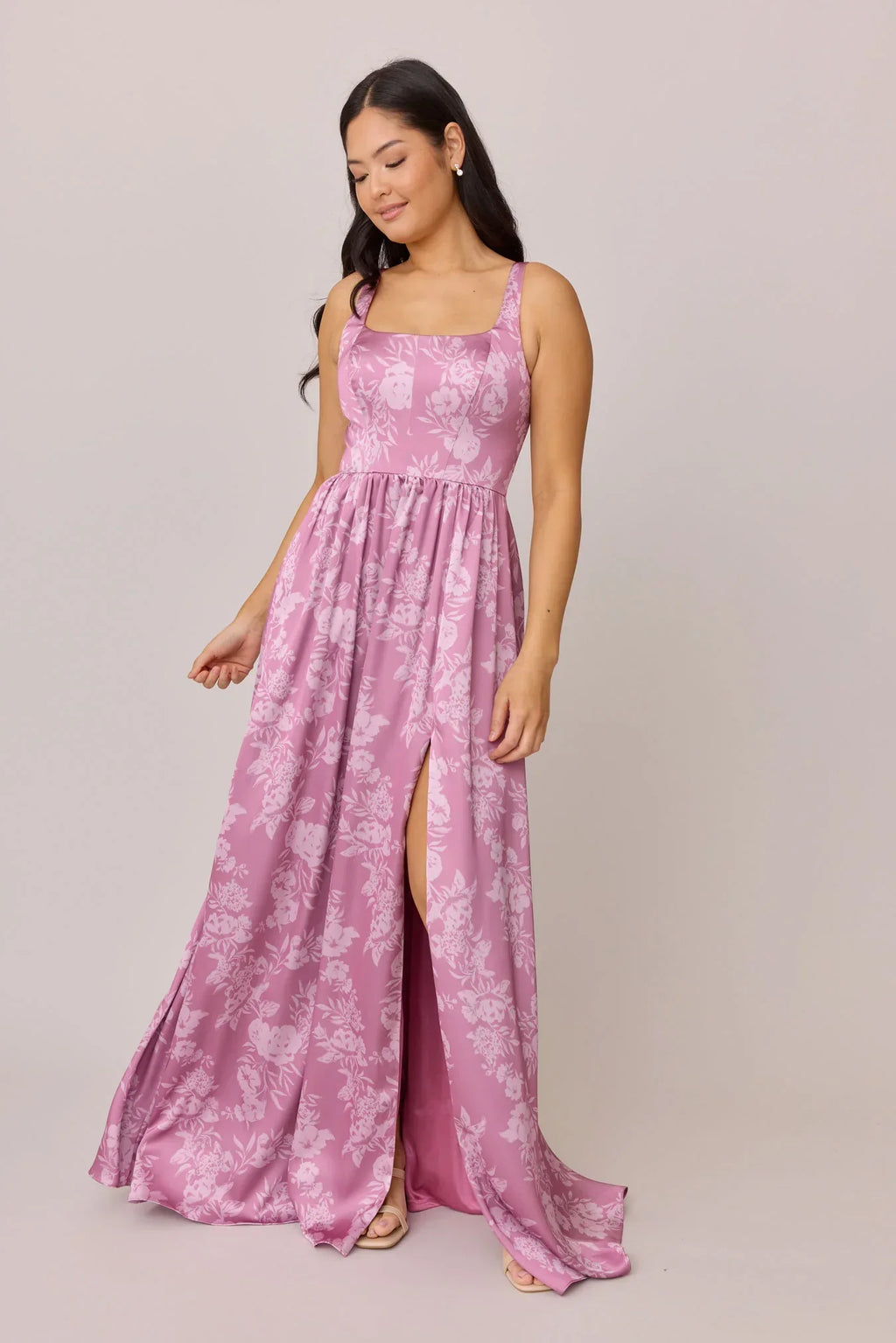 Satin Floral Print Dress | Made To Order