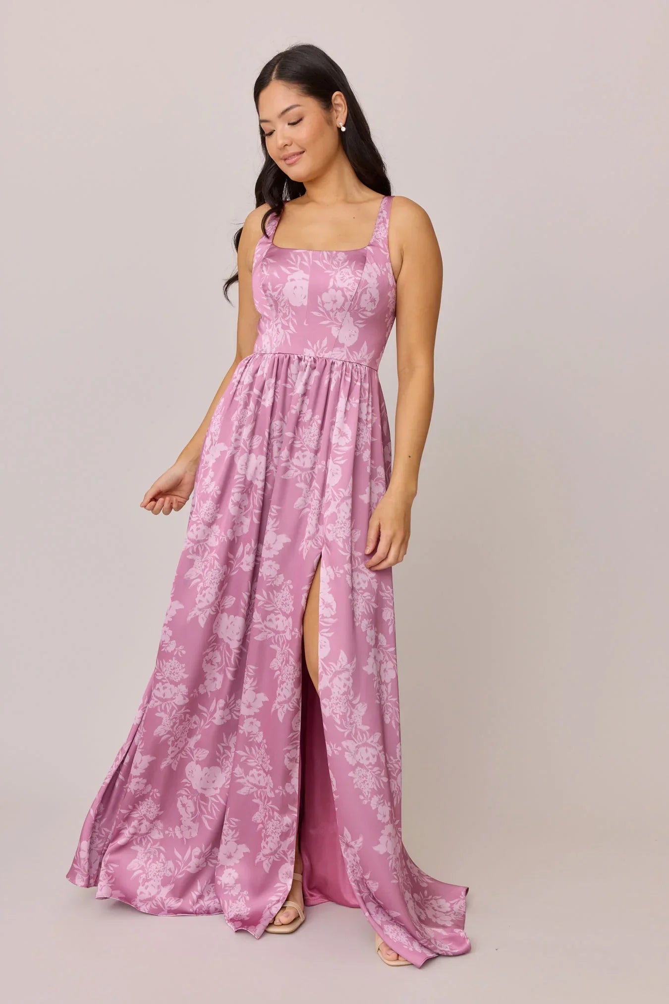 Satin Floral Print Dress | Made To Order