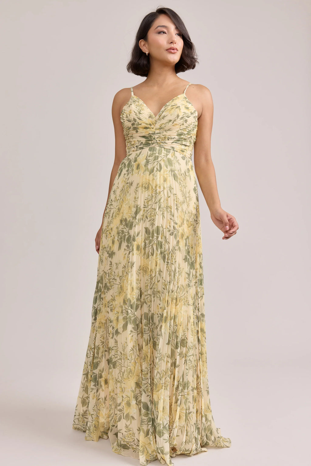 Chiffon Pleated Floral Print Dress | Made To Order