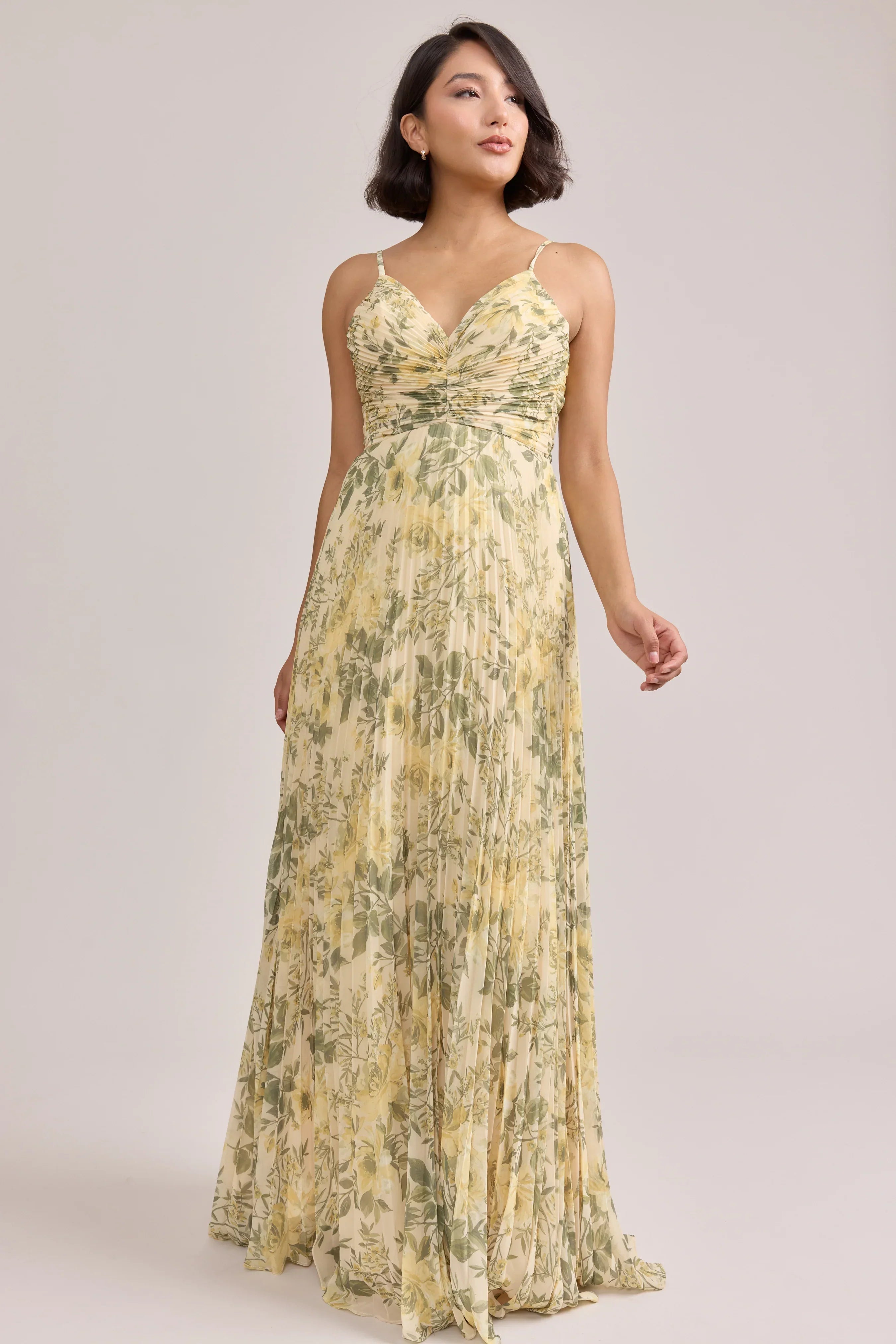 Chiffon Pleated Floral Print Dress | Made To Order