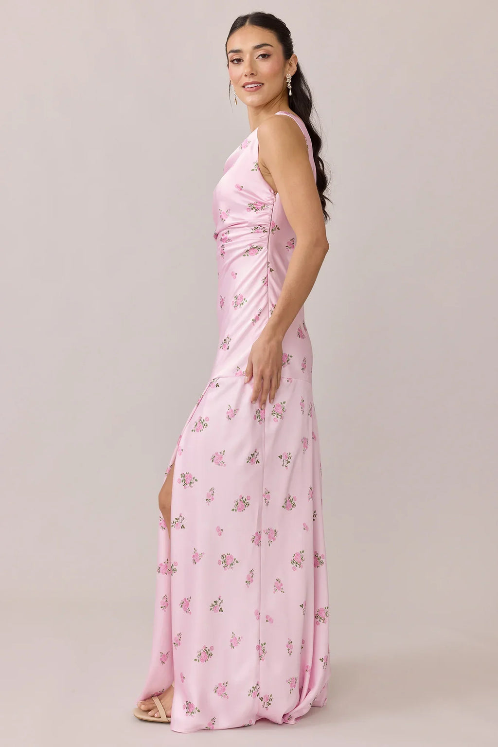 Satin Floral Print Dress | Made To Order