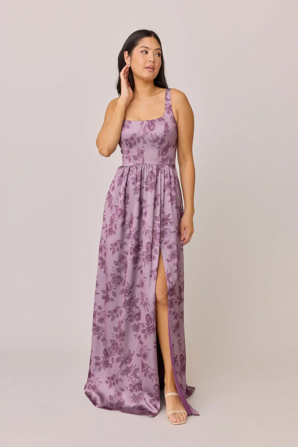 Satin Floral Print Dress | Made To Order