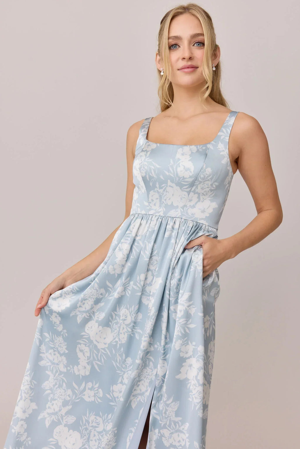 Satin Floral Print Dress | Made To Order