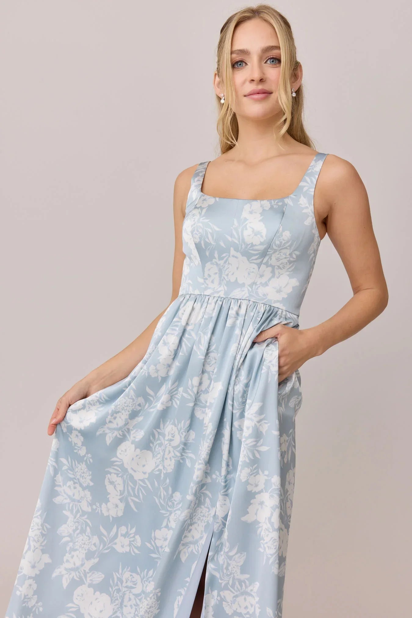 Satin Floral Print Dress | Made To Order