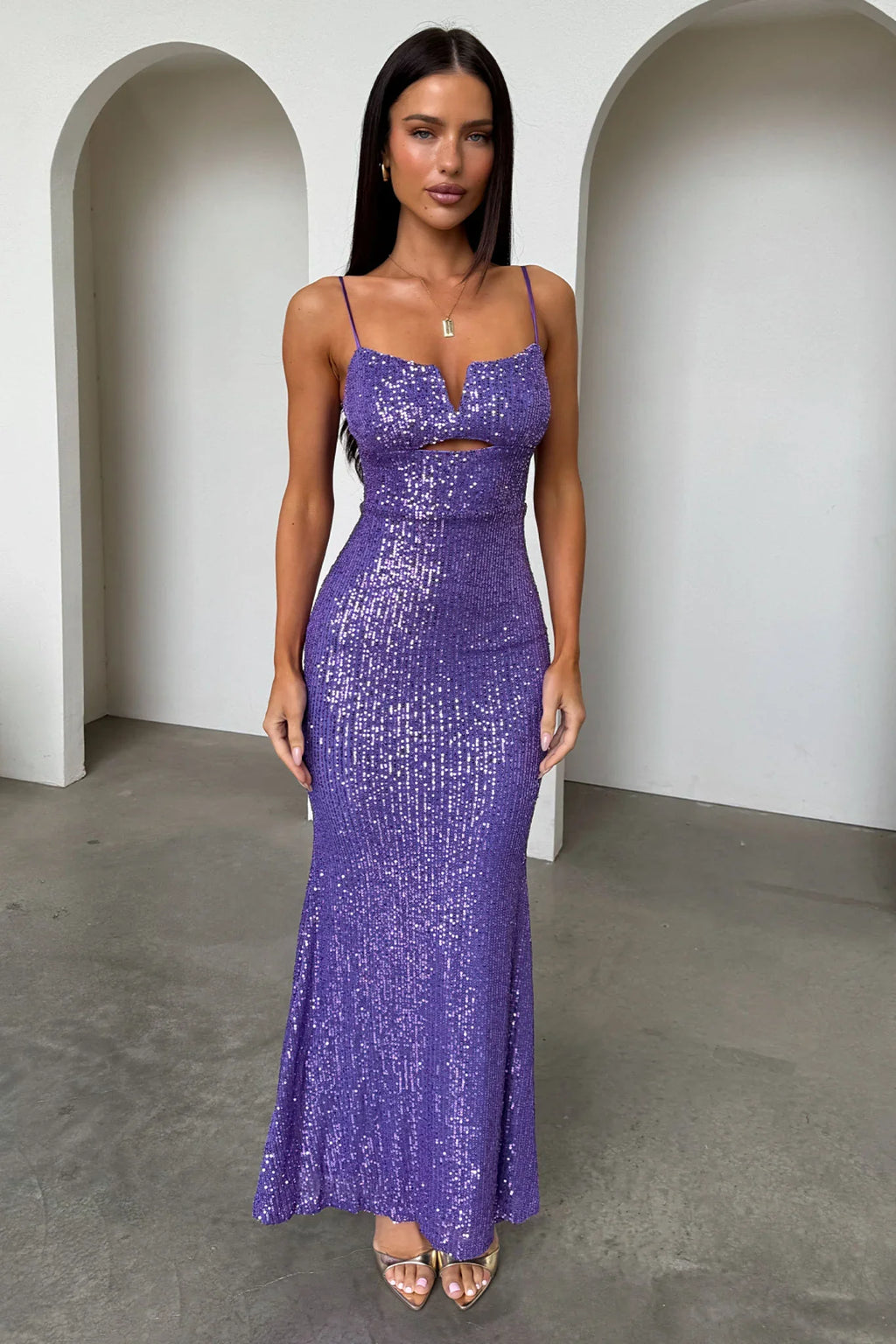Bonnie Sequin Maxi Dress - Purple