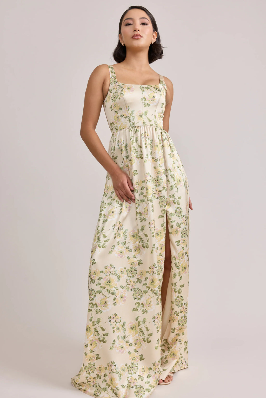 Satin Floral Print Dress | Made To Order