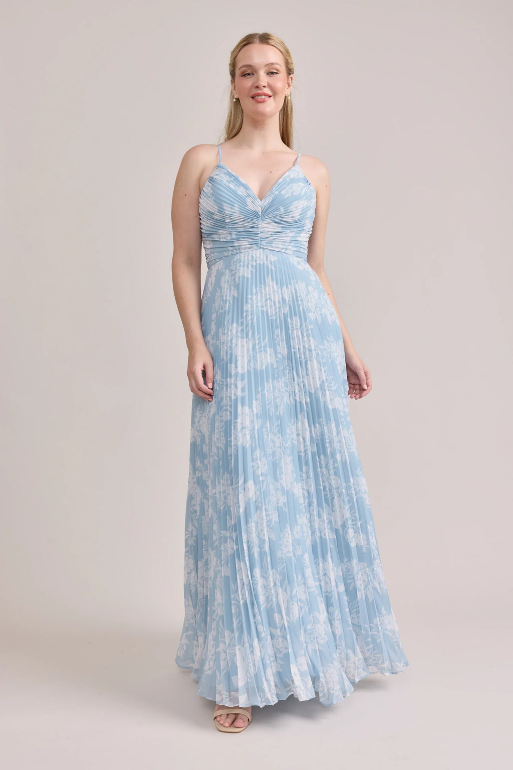 Chiffon Pleated Floral Print Dress | Made To Order