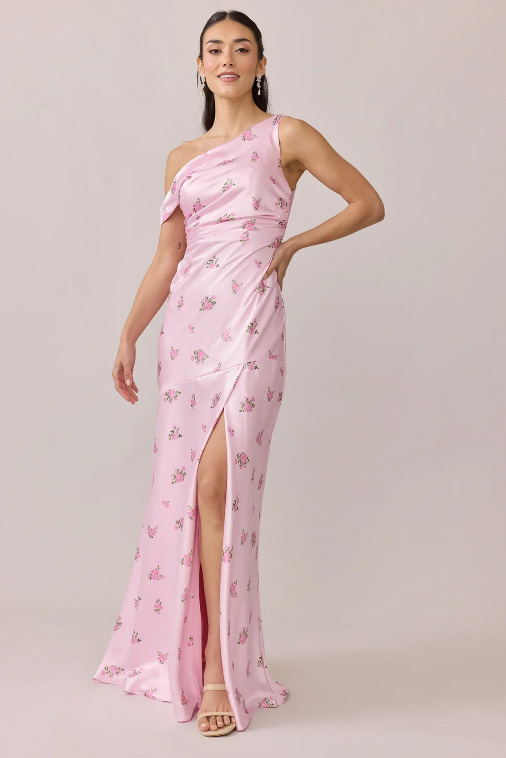 Satin Floral Print Dress | Made To Order