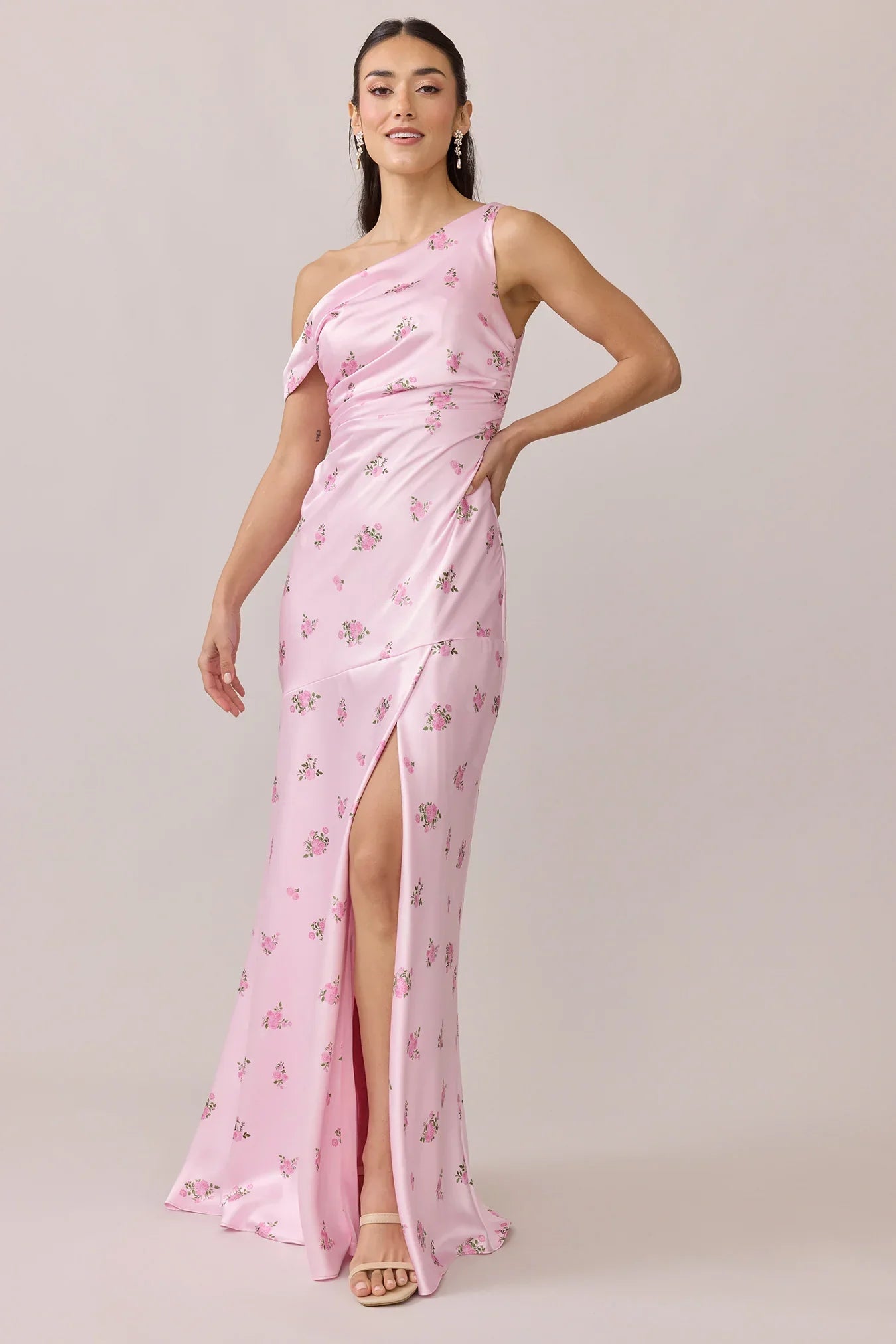 Satin Floral Print Dress | Made To Order