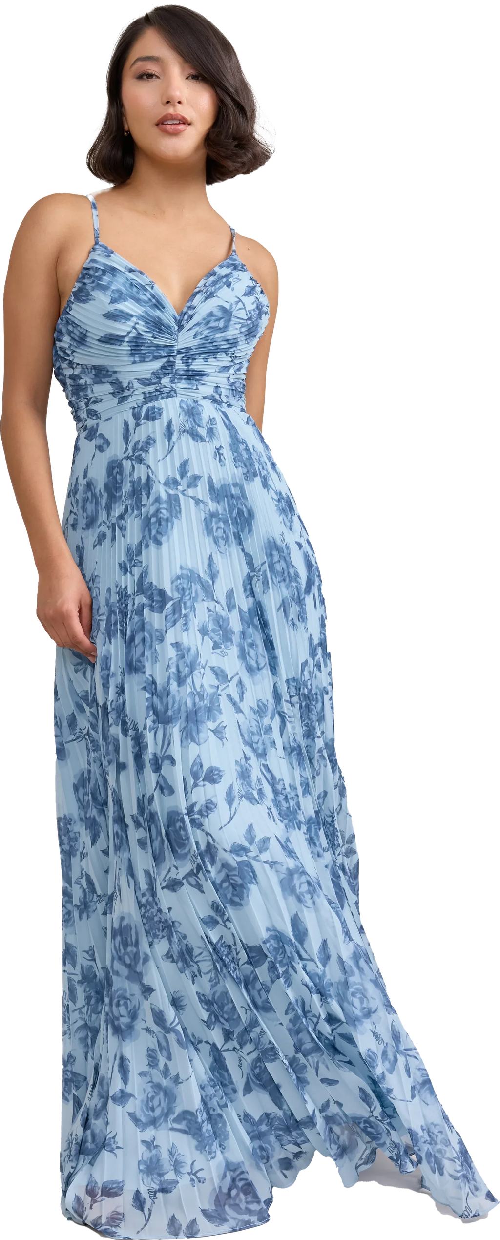 Chiffon Pleated Floral Print Dress | Made To Order