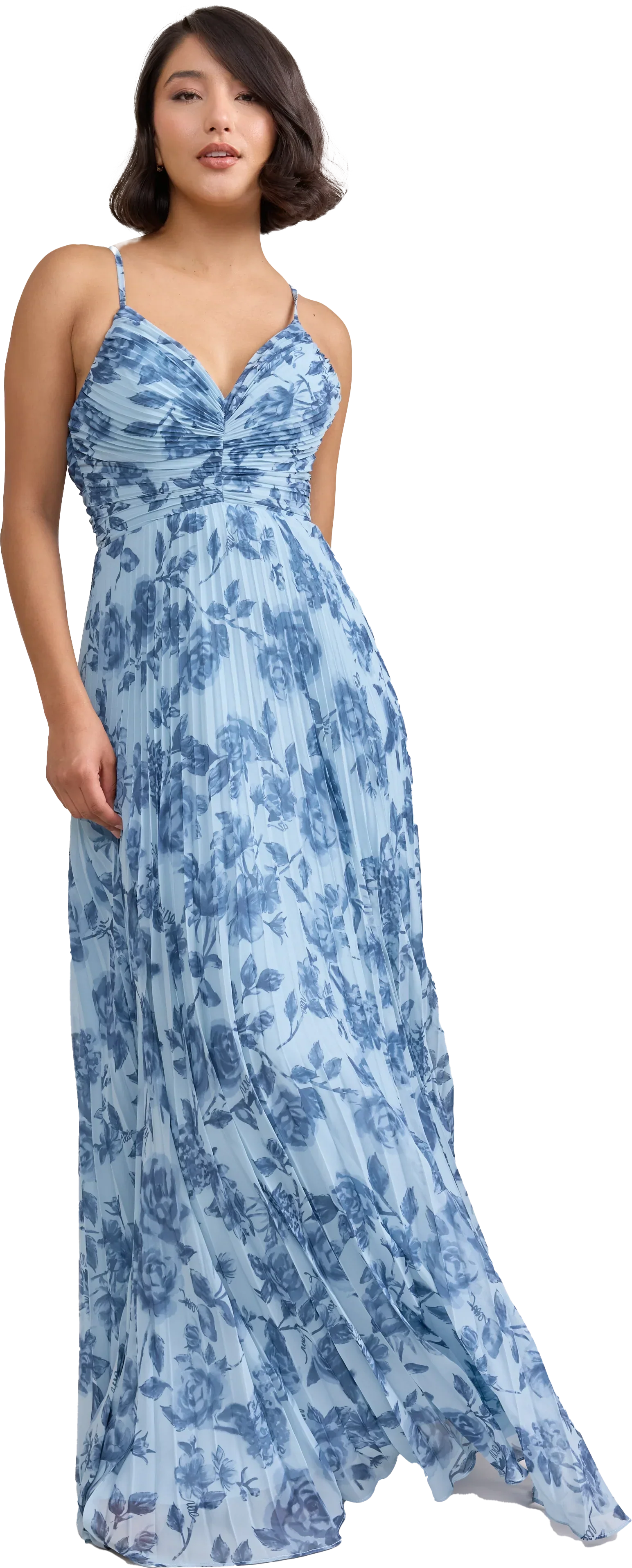 Chiffon Pleated Floral Print Dress | Made To Order
