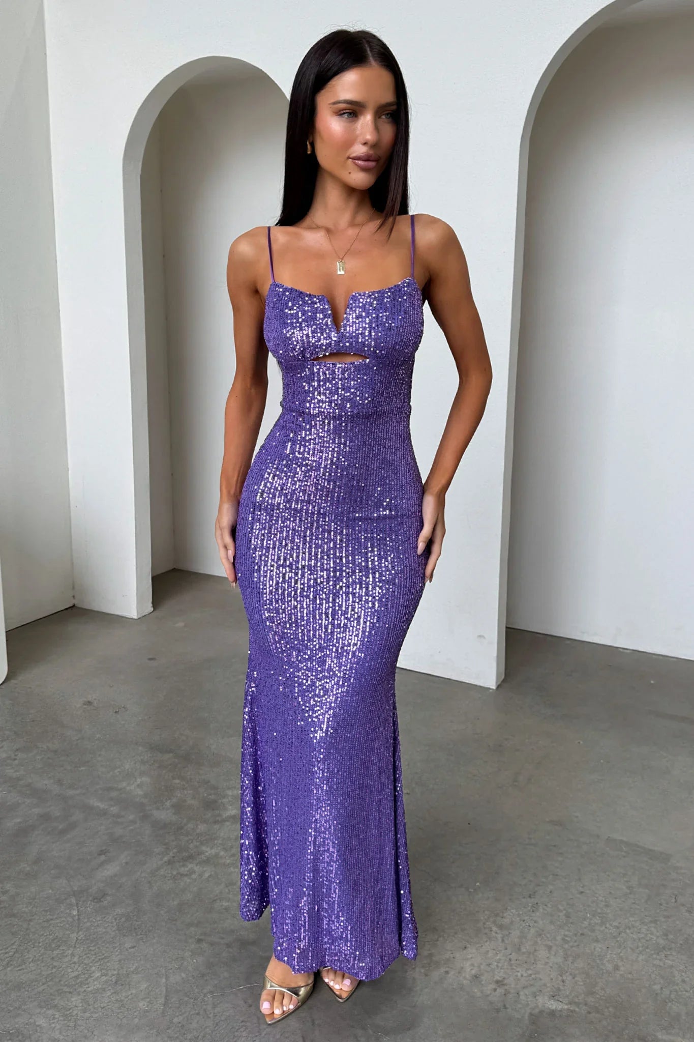 Bonnie Sequin Maxi Dress - Purple