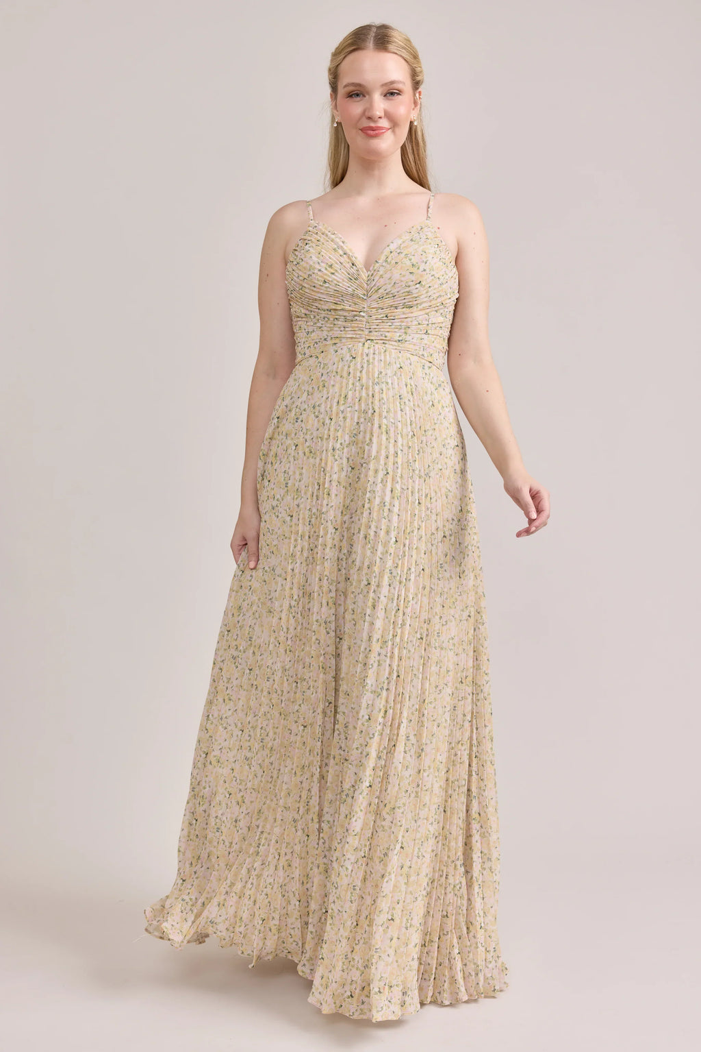 Chiffon Pleated Floral Print Dress | Made To Order