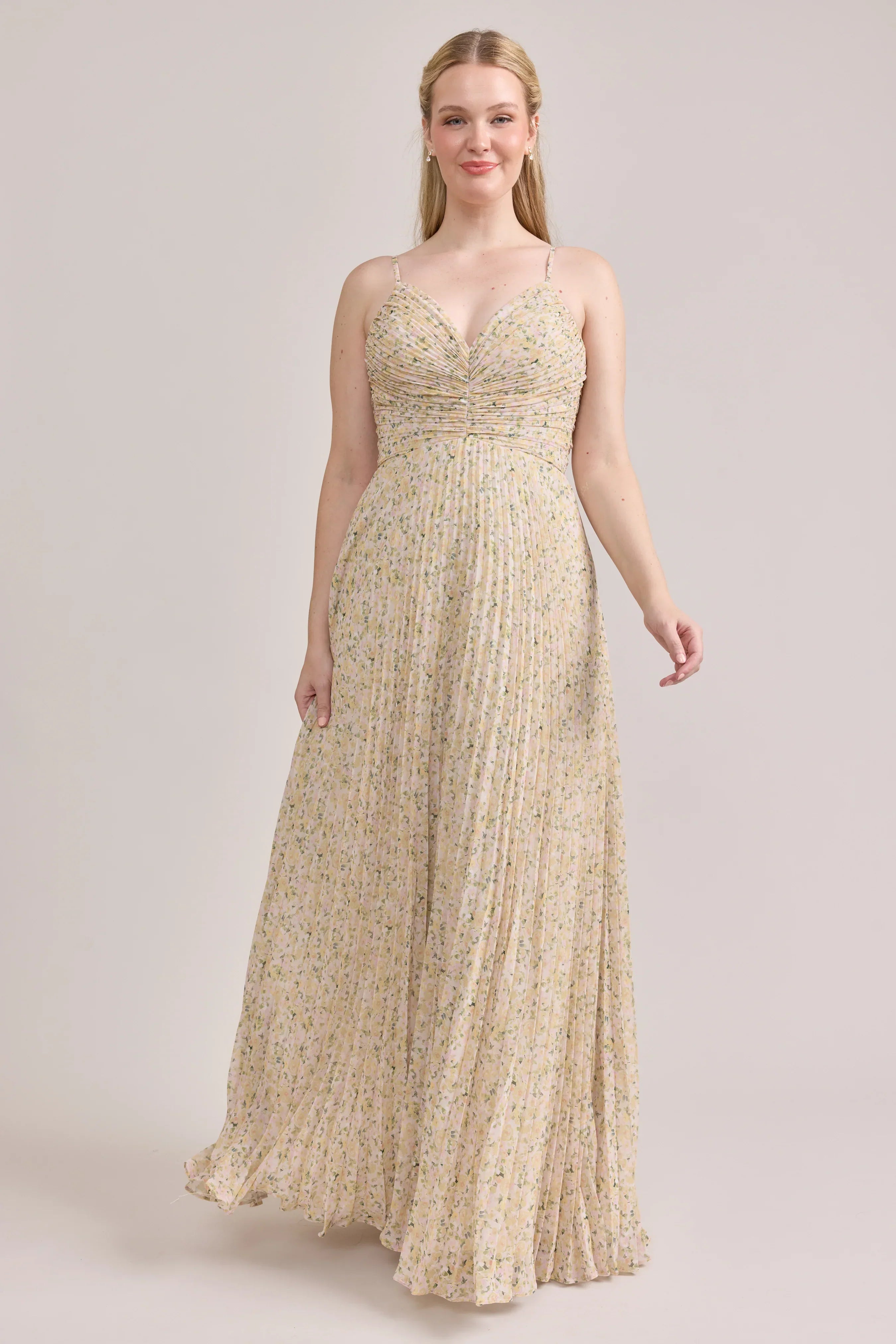 Chiffon Pleated Floral Print Dress | Made To Order