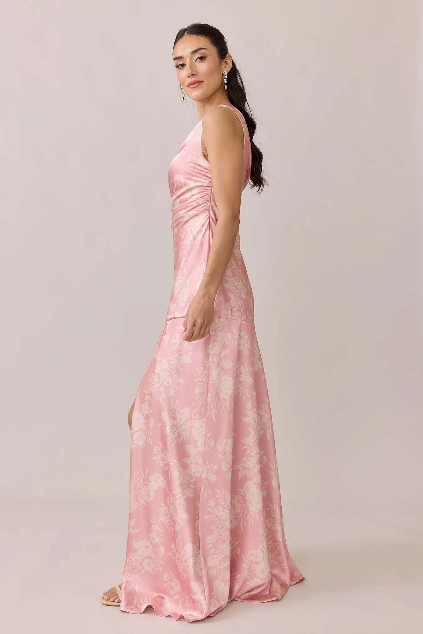 Satin Floral Print Dress | Made To Order