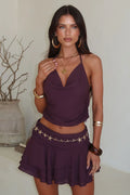 Camila Ruffle Mini Skirt - Brown