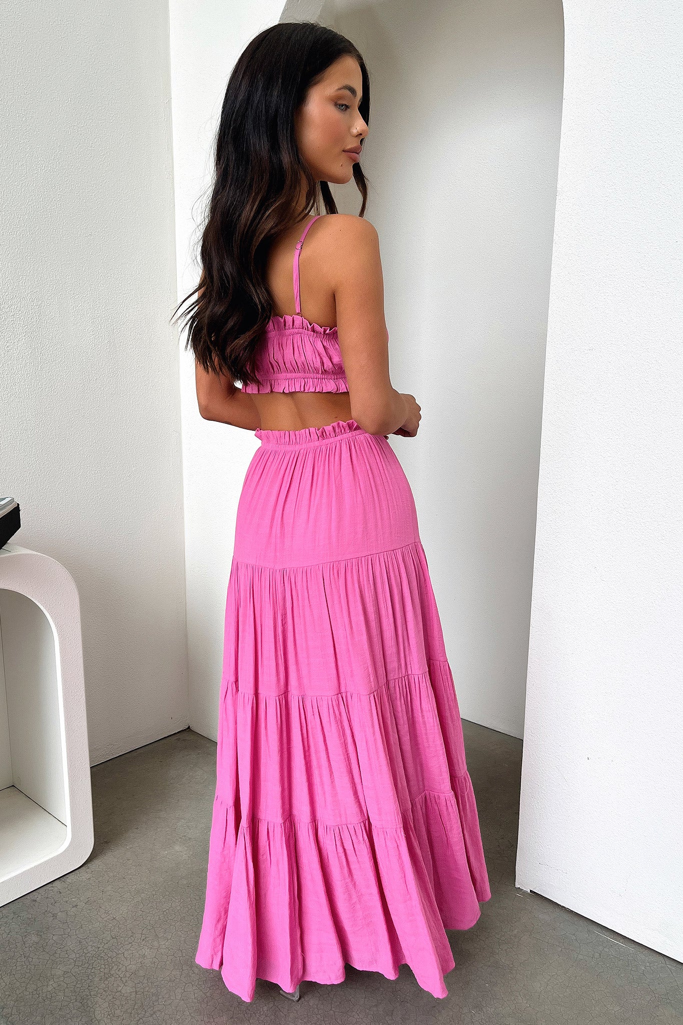 Selina Tiered Maxi Skirt - Pink