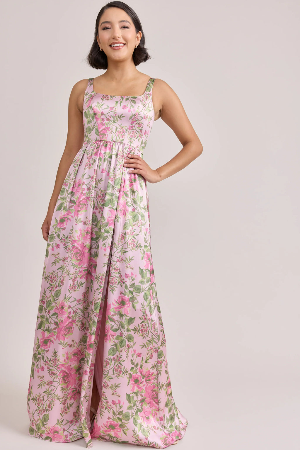 Satin Floral Print Dress | Made To Order