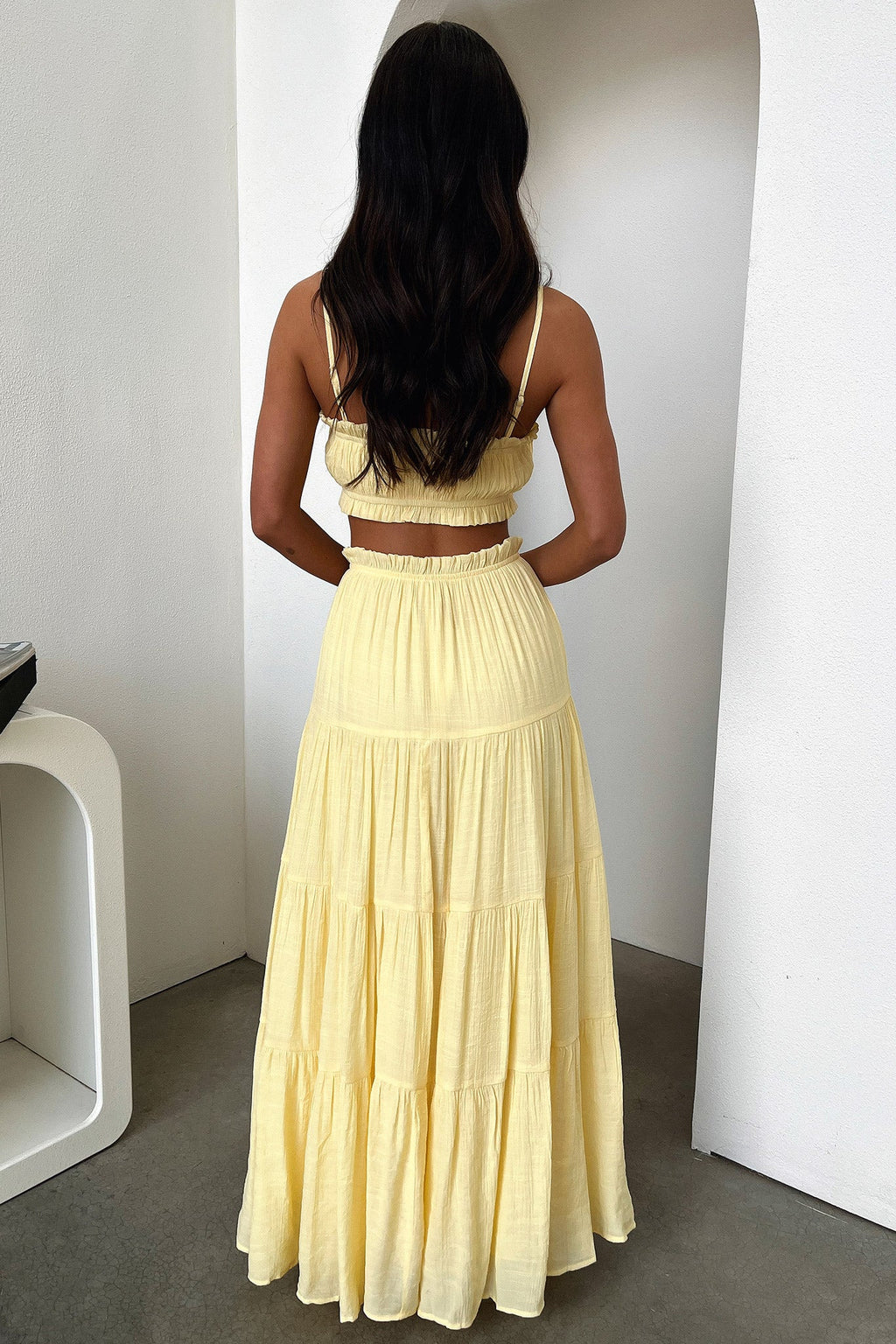 Selina Tiered Maxi Skirt - Yellow
