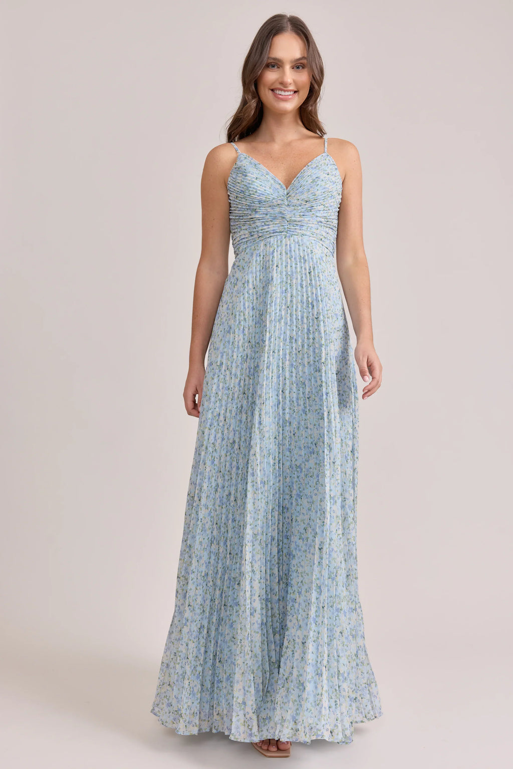 Chiffon Pleated Floral Print Dress | Made To Order