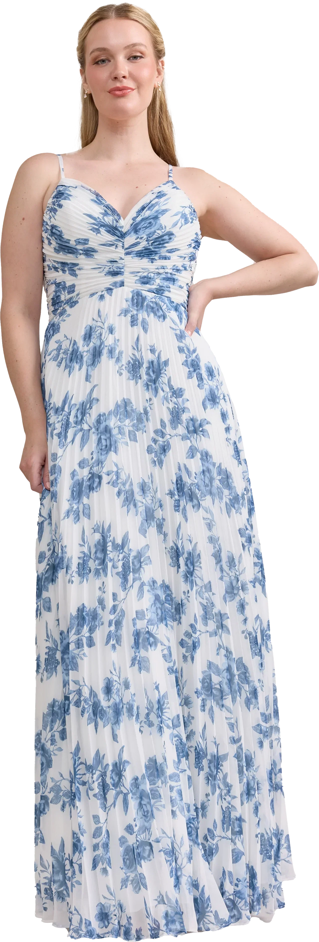 Chiffon Pleated Floral Print Dress | Made To Order