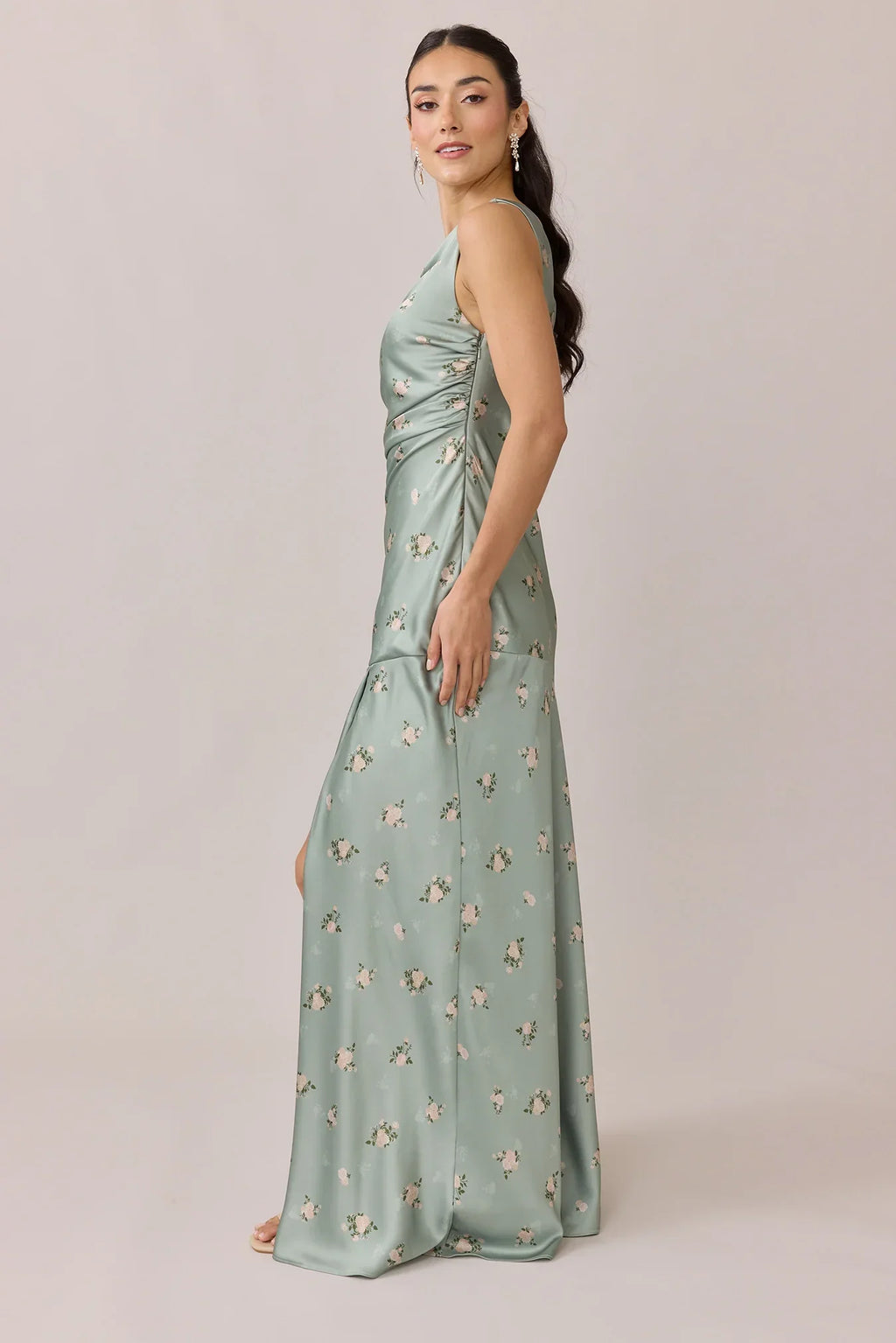 Satin Floral Print Dress | Made To Order