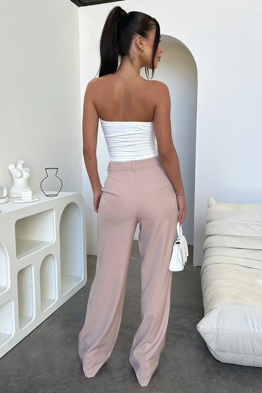 Alaric High Rise Pants - Beige