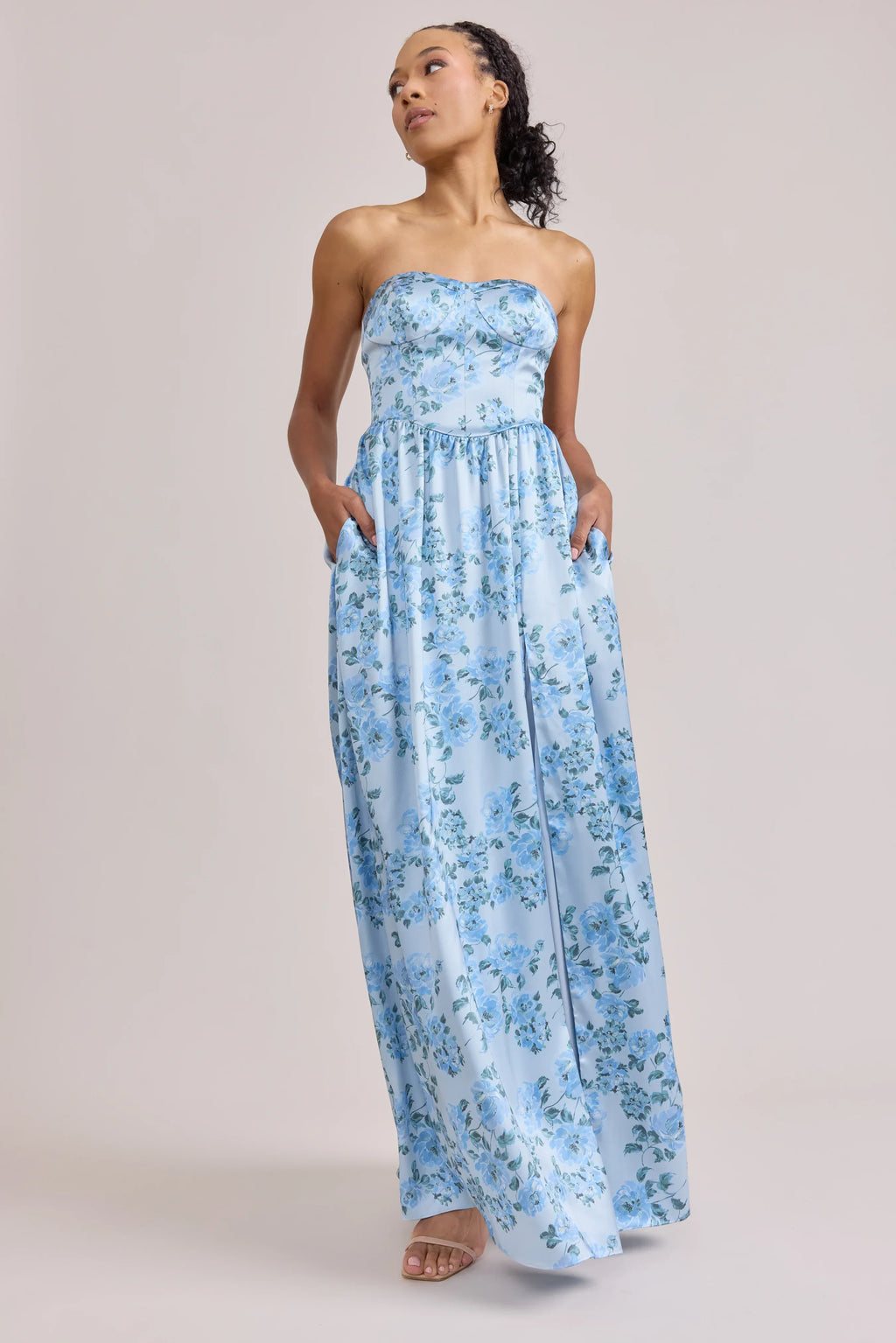 Sydney Satin Floral Print Dress | Made To Order