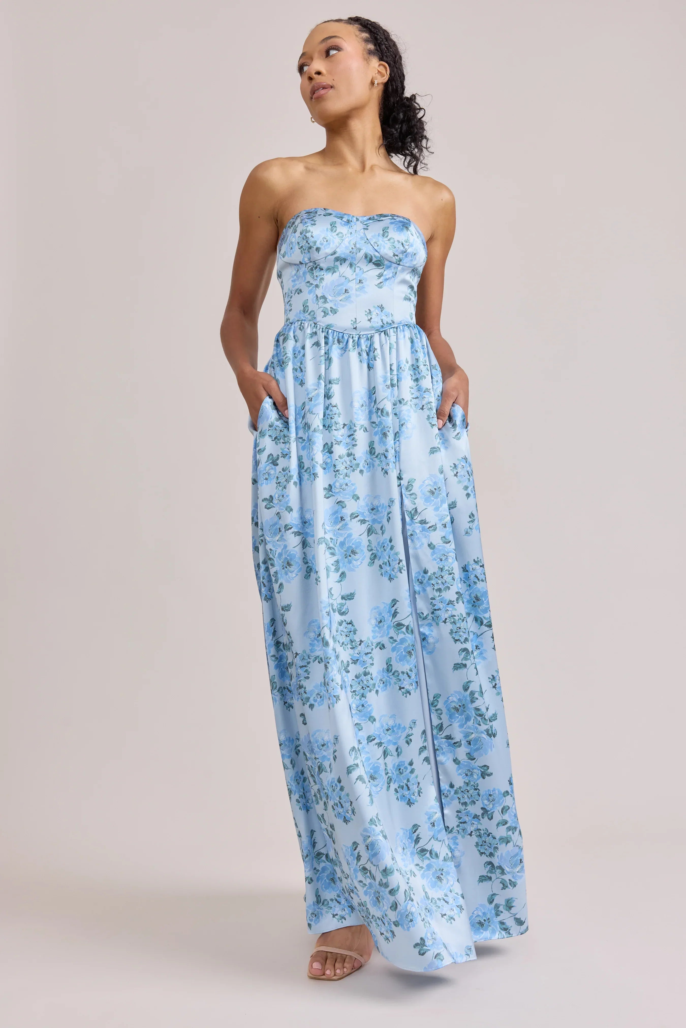 Sydney Satin Floral Print Dress | Made To Order