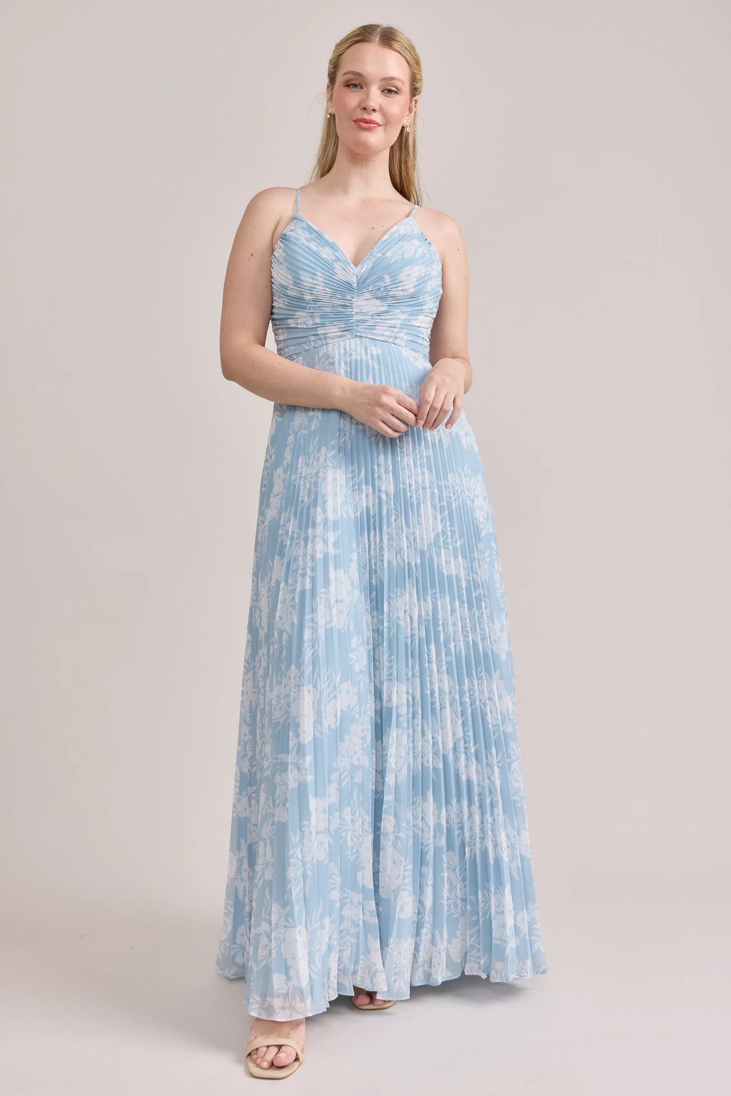 Chiffon Pleated Floral Print Dress | Made To Order