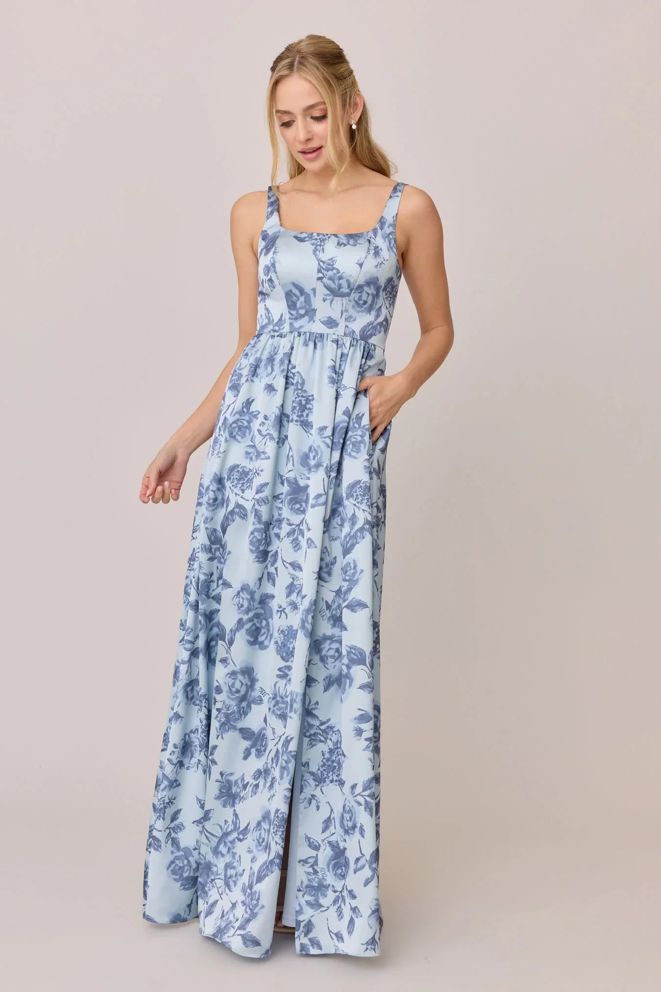 Satin Floral Print Dress | Made To Order