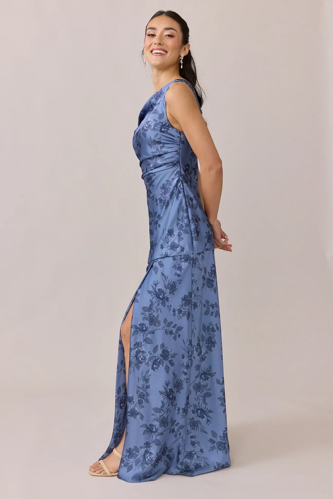Satin Floral Print Dress | Made To Order