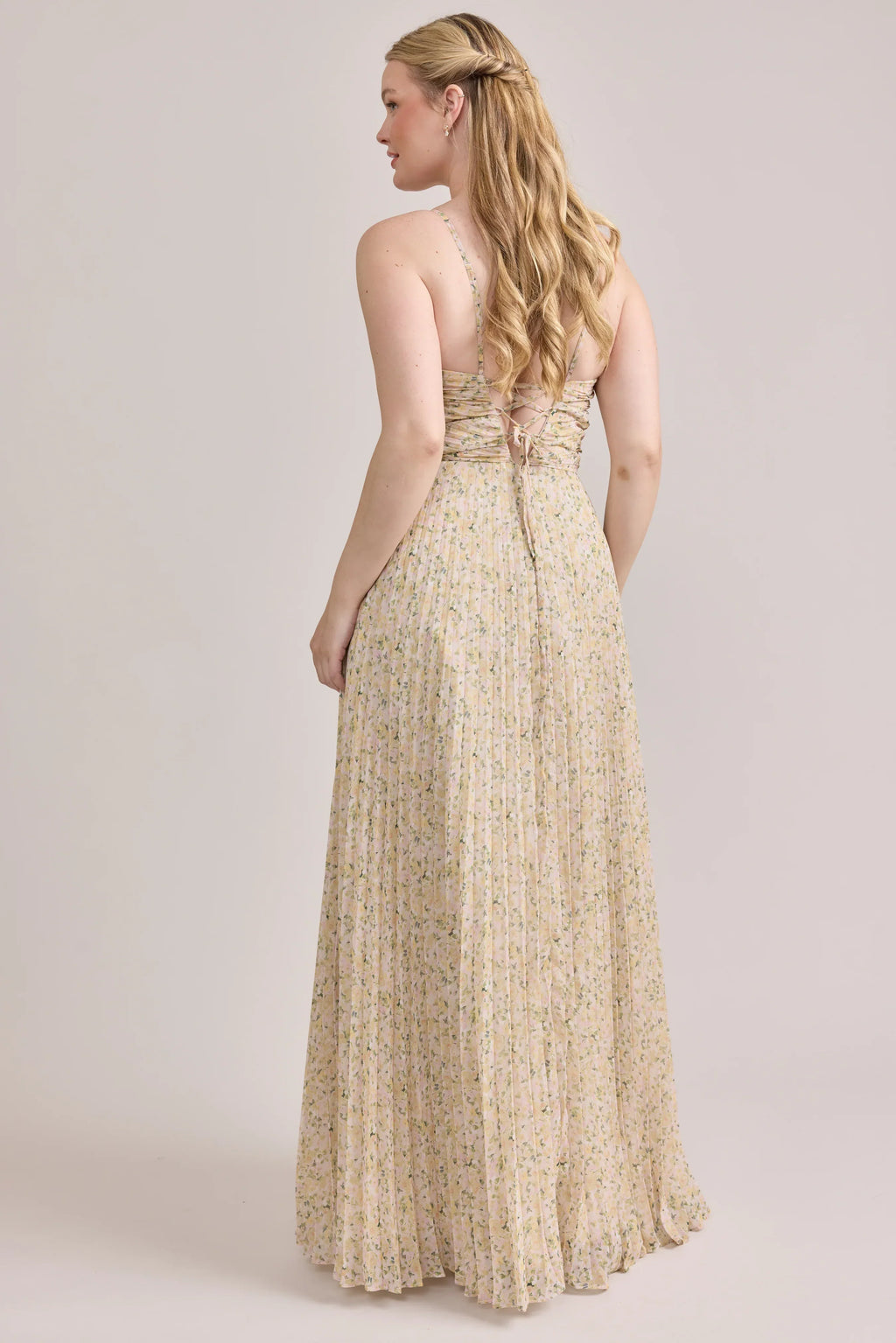 Chiffon Pleated Floral Print Dress | Made To Order